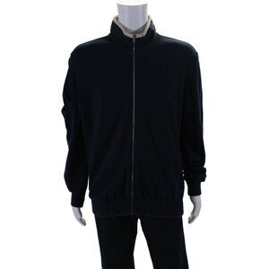 Watershed Men's Collared Long Sleeves Full Zip Pockets Sweatshirt Blue Size 2XL